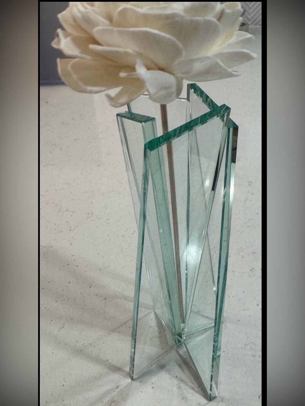 Clear Glass Geometric Vase - Modern Home Accent
